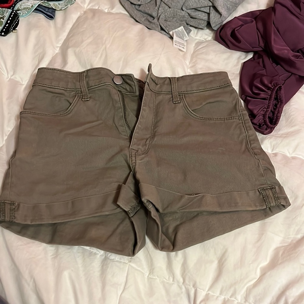 Green jean shorts